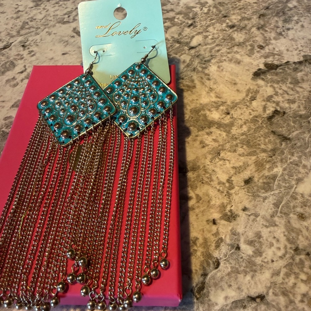 Turquoise and Silver Dangle Earrings